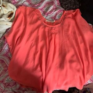 Liberty love salmon silk blouse with rhinestones